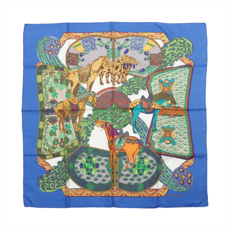 Hermès Hermès Carré 90 "Art des Steppes" Silk handkerchief in Blue