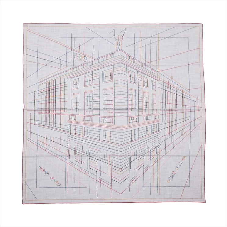 Hermès Hermès Carré Géant "PIQUE SELLIER" Cashmere & Silk Scarf in Gray