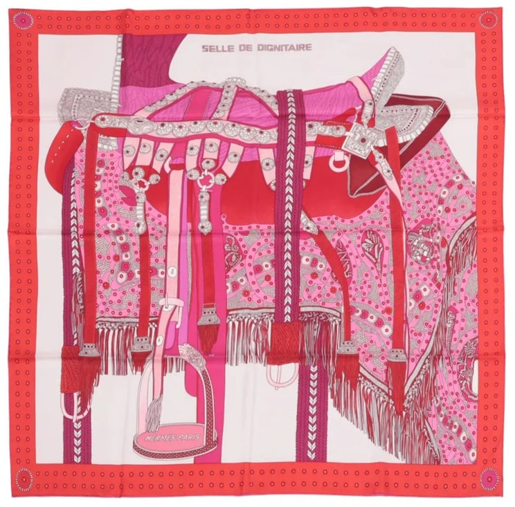 Hermès Hermès Carré 90 "SELLE DE DIGNITAIRE" Silk handkerchief in Pink