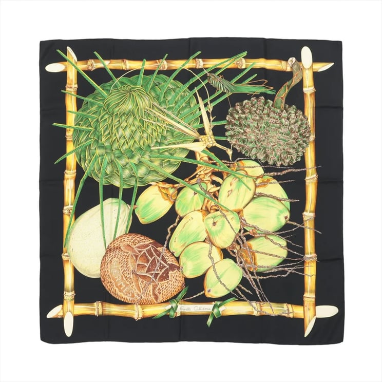 Hermès Hermès Carré 90 "Nouvelle Coledonie" Silk handkerchief in Black x Green