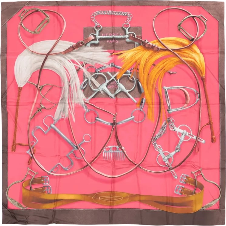 Hermès Hermès Carré 140 "Projets Carres au Crayon" Silk handkerchief in Pink