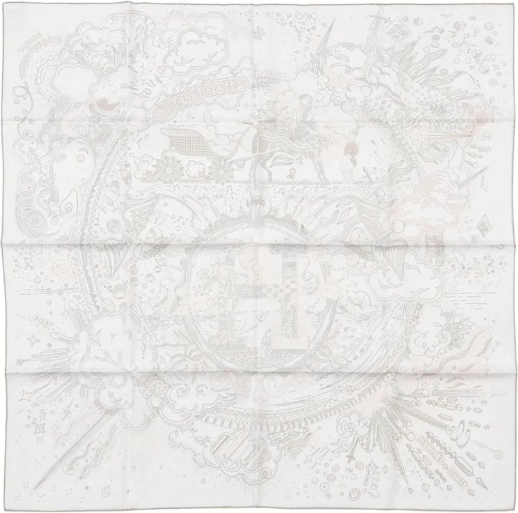 Hermès Hermès Carré 90 " PLEASE HOLD THE LINE" Silk handkerchief in White