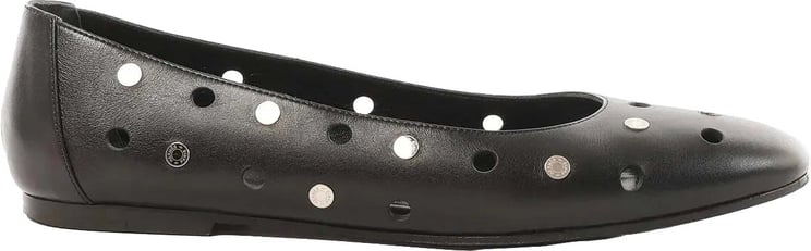 Hermès Hermès Serie Button Punching Sack Leather Ballet Flats un Black, Size 39 EU