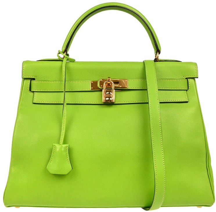 Hermès Hermes Kelly Handbag Green Gulliver with Gold Hardware 32