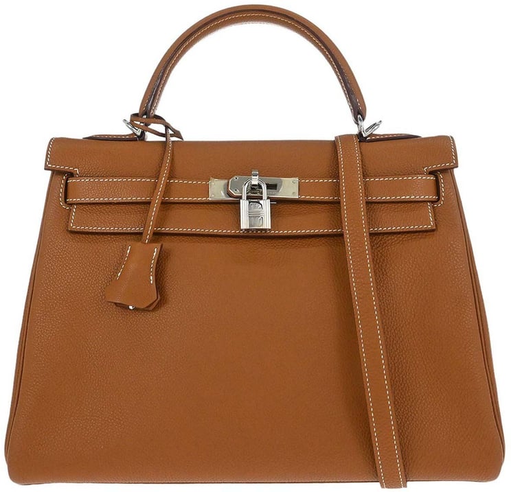 Hermès Hermes Kelly Handbag Brown Togo with Palladium Hardware 32