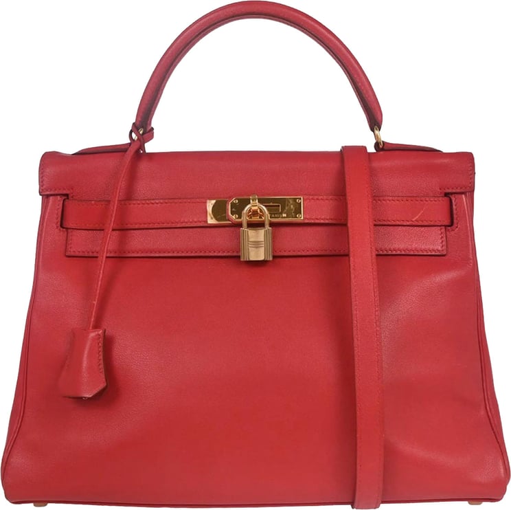 Hermès Hermes Kelly Handbag Red Swift with Gold Hardware 32
