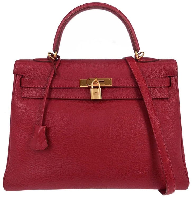 Hermès Hermes Kelly Handbag Red Clemence with Gold Hardware 35