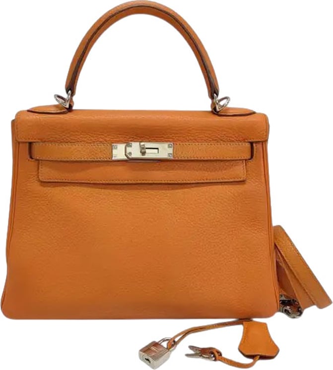 Hermès Hermes Kelly Orange Clemence with Palladium Hardware 28