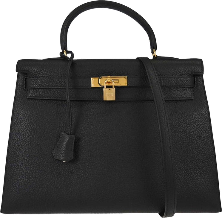 Hermès Hermes Kelly Handbag Black Ardennes with Gold Hardware 35