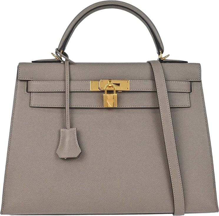 Hermès Hermes Kelly Handbag Grey Epsom with Gold Hardware 32
