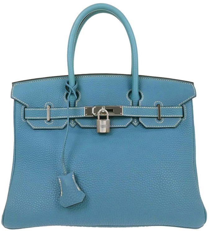Hermès Hermes Touch Birkin Bag Blue Togo with Blue Matte Alligator and Gold Hardware 30