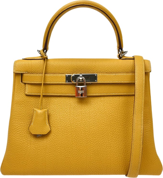 Hermès Hermes Kelly Handbag Yellow Togo with Palladium Hardware 35