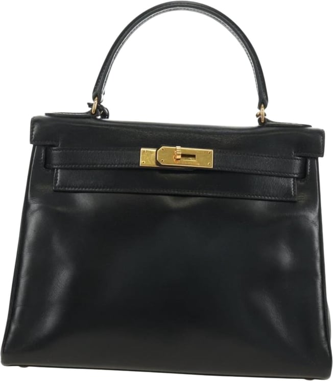 Hermès Hermes Kelly Black Box Calf with Gold Hardware 28