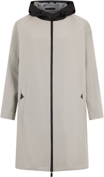 Herno Beige minimalist windbreaker with black details