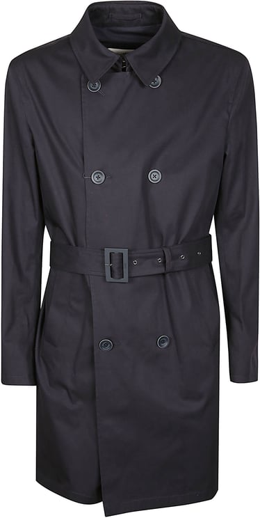 Herno Double Breasted Raincoat Blue