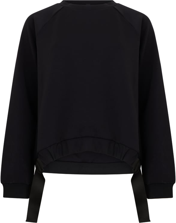 Herno Black cropped sweater with modern details