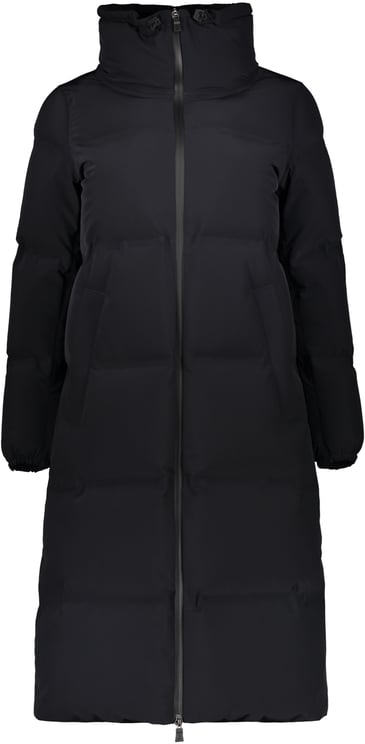 Herno Long black puffer jacket with zipper and high collar
