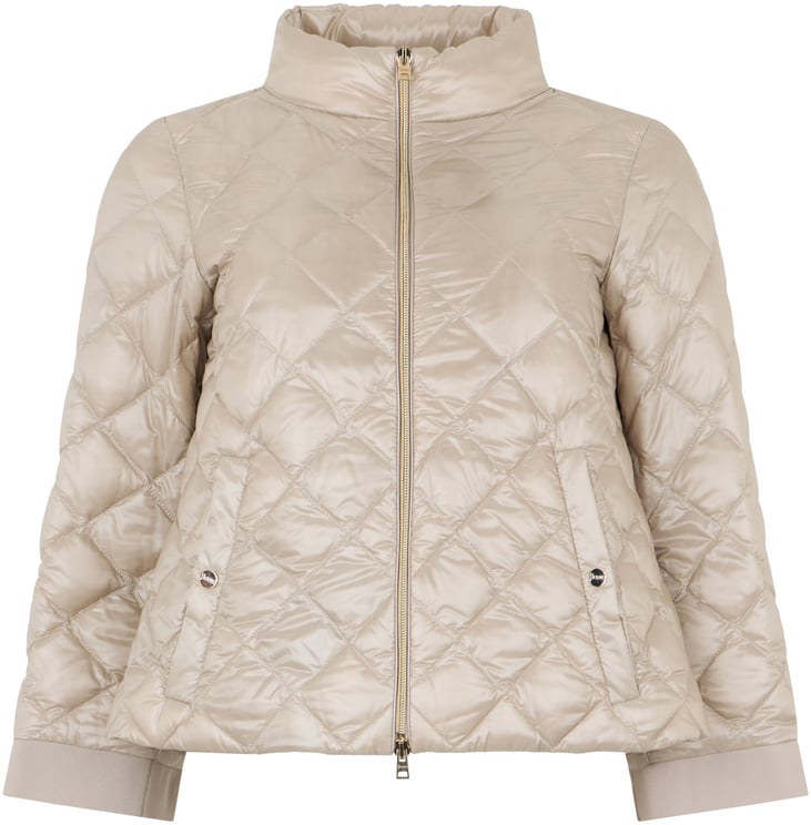 Herno Beige puffer jacket with high collar