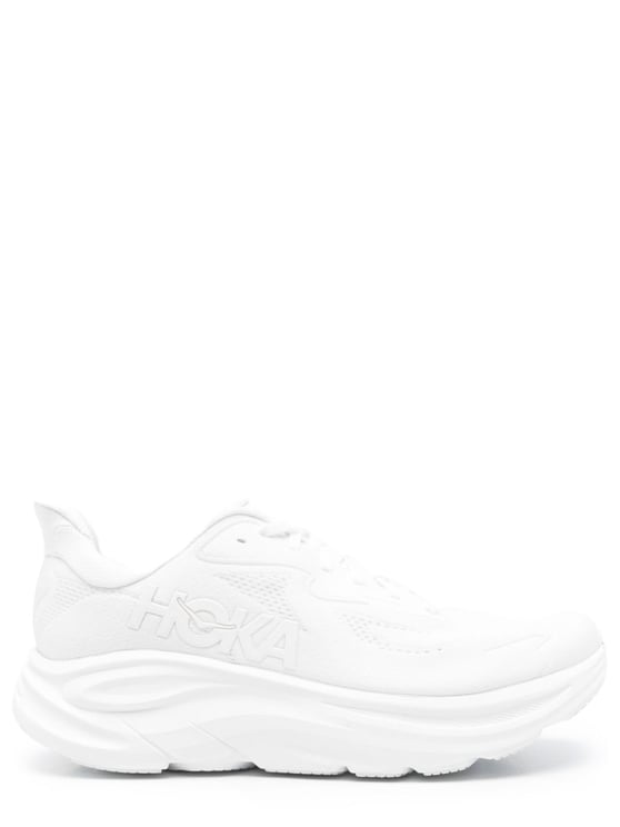 Hoka White Clifton 10 Mesh Sneakers