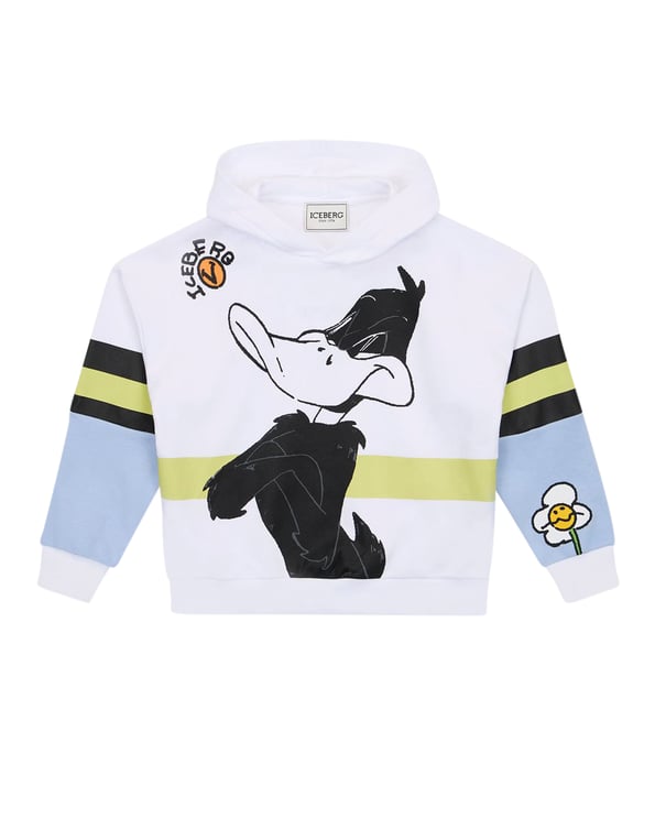 Iceberg KIDS - White hoodie with Daffy Duck print