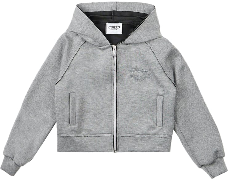 Iceberg KIDS - Dark melange gray zip-up hoodie