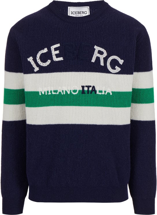Iceberg Multicolor Crewneck Sweater in Lambswool Corn Stitch