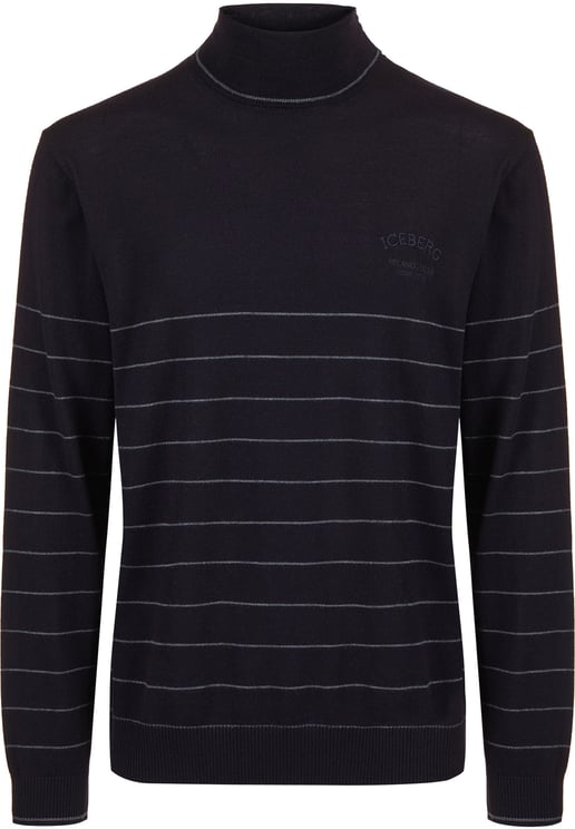 Iceberg Multicolor turtleneck sweater in extra-fine merino with thread embroidery logo