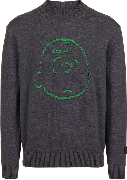 Iceberg Crewneck sweater new regular fit in merino wool extrafine anthracite melange