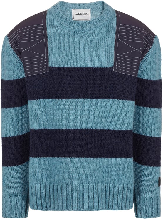 Iceberg Storm-colored wool/alpaca striped polo with tailored details