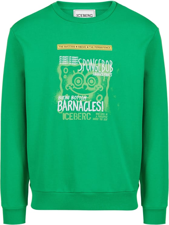 Iceberg Slim fit crewneck sweatshirt in lettuce green with SpongeBob prints and embroidery