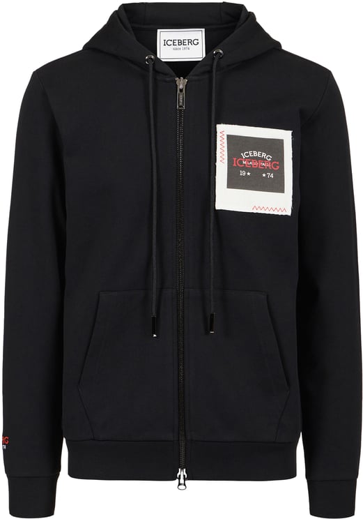 Iceberg Black hoodie with Milano Polaroid print and logo embroidery