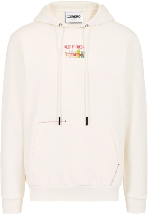 Iceberg Vanilla hoodie with Milano Polaroid print and logo embroidery
