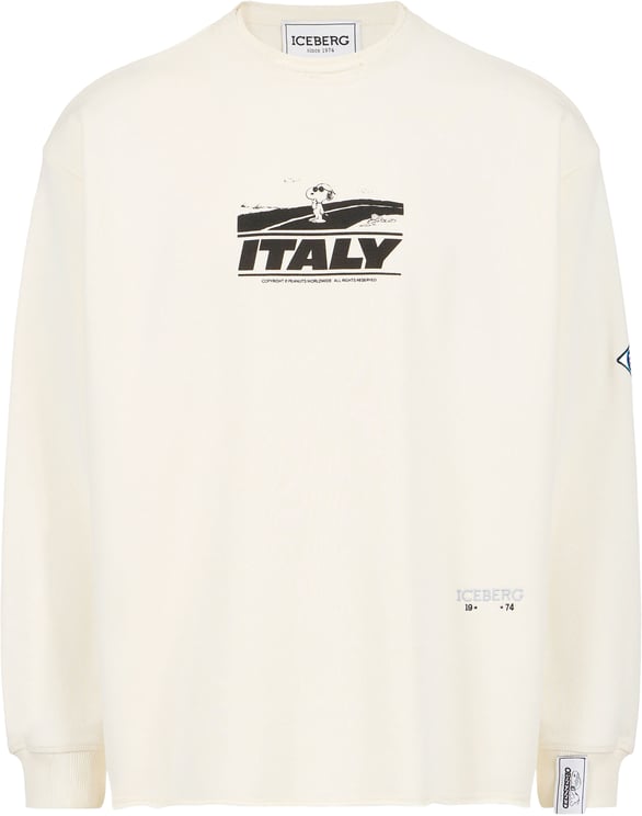 Iceberg Vanilla hoodie with embroidered Iceberg logo and Peanuts print