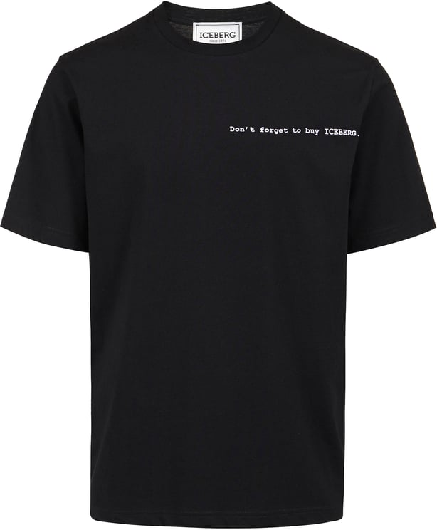 Iceberg Regular-fit black cotton jersey T-shirt with front embroidery and To Buy Iceberg print on the back