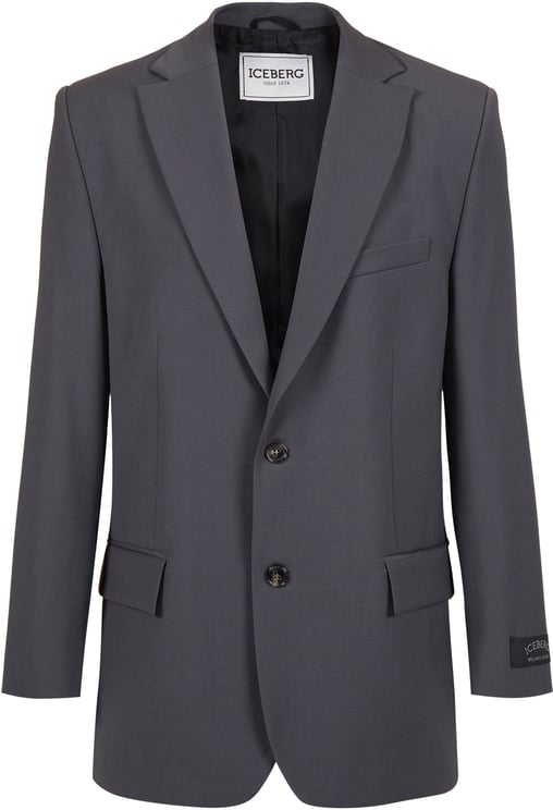 Iceberg Dark grey regular fit jacket in cool wool