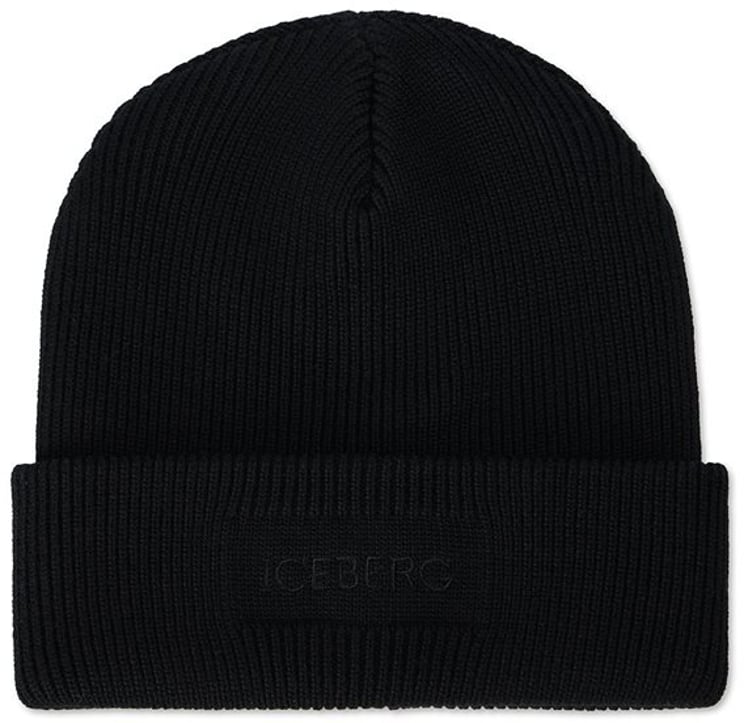 Iceberg Black knitted hat in extra-fine merino wool