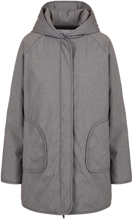 Iceberg Grey melange nylon midi down jacket with real down padding
