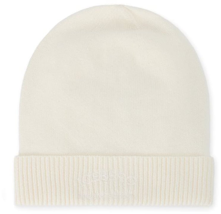 Iceberg Milk white cashmere hat with tone-on-tone embroidery