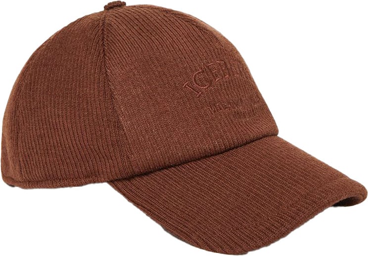 Iceberg Hazelnut Ribbed Knit Baseball Cap with Iceberg Embroidery