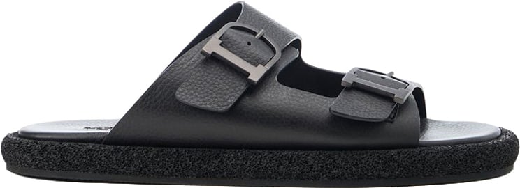 Iceberg Black slippers with double strap and buckles
