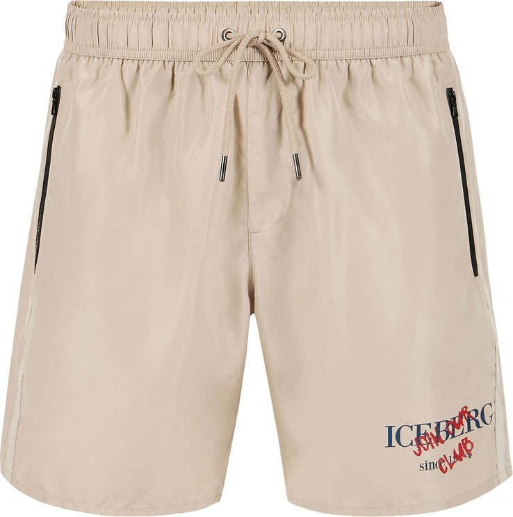 Iceberg Beige boxer swim shorts with an essential design