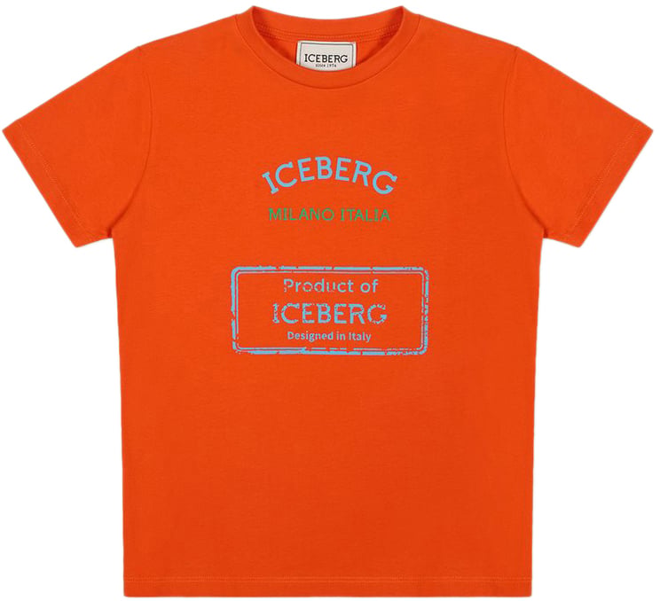 Iceberg KIDS - Bright orange T-shirt for boys with print