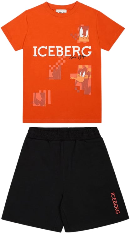 Iceberg KIDS - Bright orange outfit for boys with print