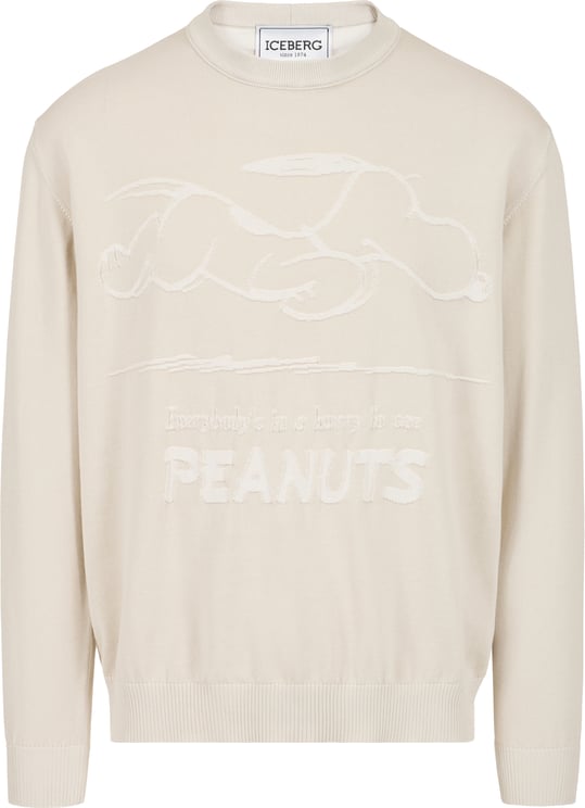 Iceberg Ice-gray cotton crew neck sweater with a Peanuts design