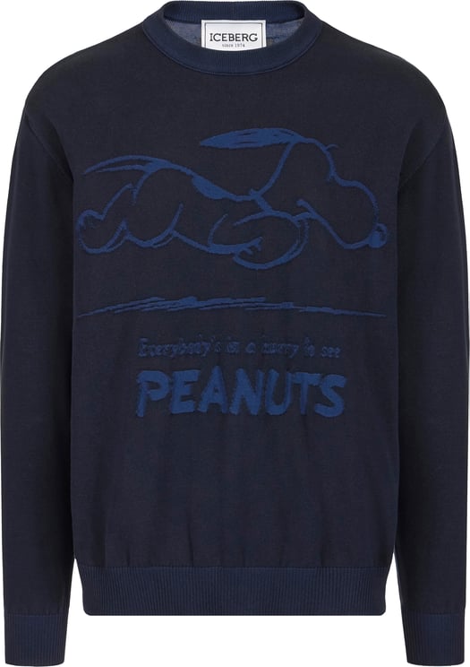 Iceberg Classic blue cotton crew neck sweater with a Peanuts design