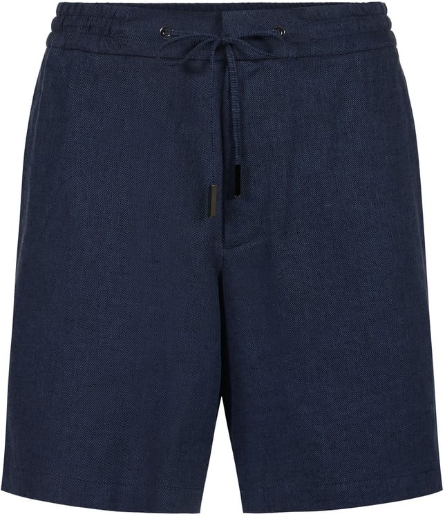 Iceberg Regular fit dark blue Bermuda shorts in diagonal linen-blend fabric
