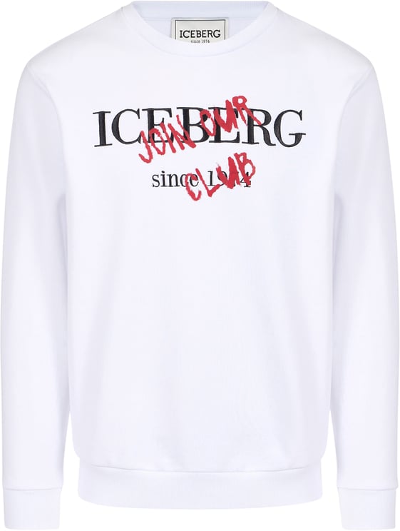 Iceberg Slim fit crew neck sweatshirt in optic white, made from a fleece fabric