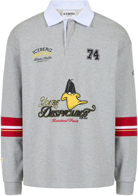 Iceberg Light gray melange rugby fit cotton sweatshirt featuring Looney Tunes