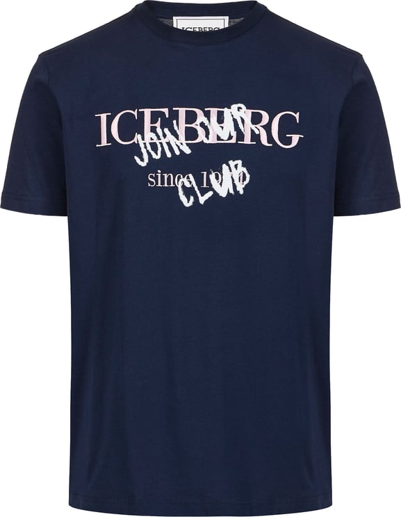 Iceberg Slim fit powder blue cotton jersey T-shirt with logo print