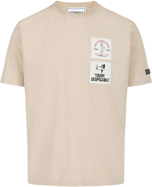 Iceberg Slim fit beige cotton jersey T-shirt with Looney Tunes print